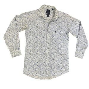 US Polo Assn Slim Fit Blue Paisley Button Down Shirt Mens Medium Cotton Blend